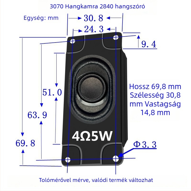 Téglalap alakú hangszóróház 3070, koaxiális összetett szerkezet, papírdiaphragma, belső mágneses típus, frekvencia-válasz 50-30000 Hz
