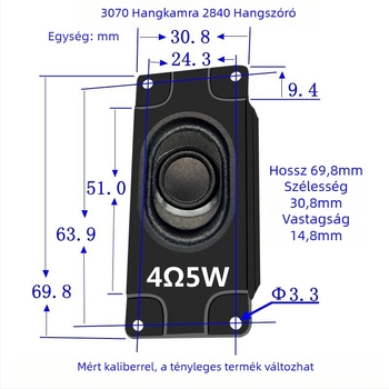 Téglalap alakú hangsugárzóház 3070, 4 Ω, 3 W, teljes sáv, koaxiális, 50-30000 Hz