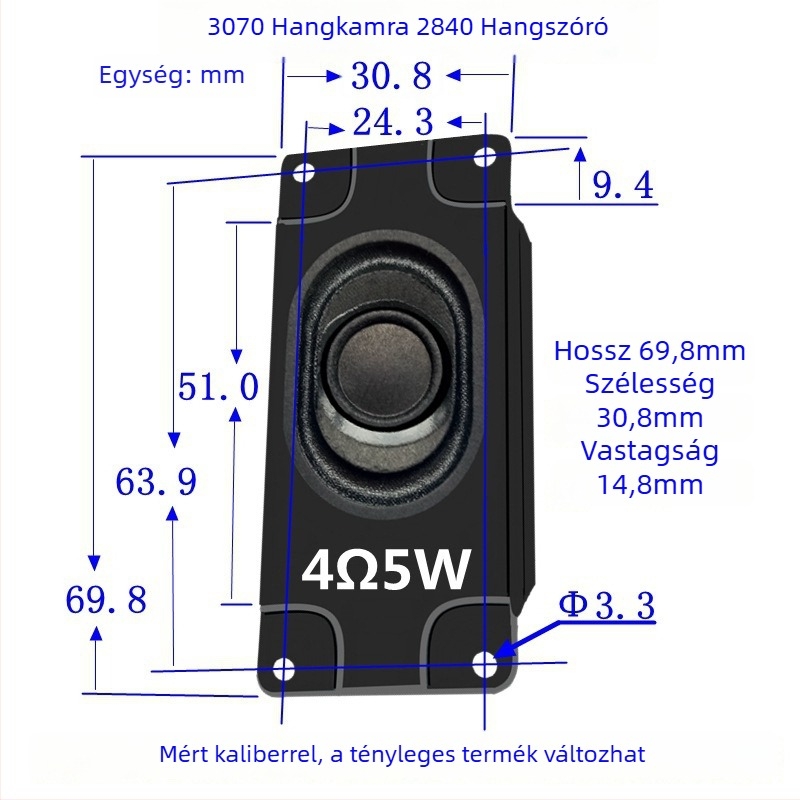 Téglalap alakú hangsugárzóház 3070, 4 Ω, 3 W, teljes sáv, koaxiális, 50-30000 Hz