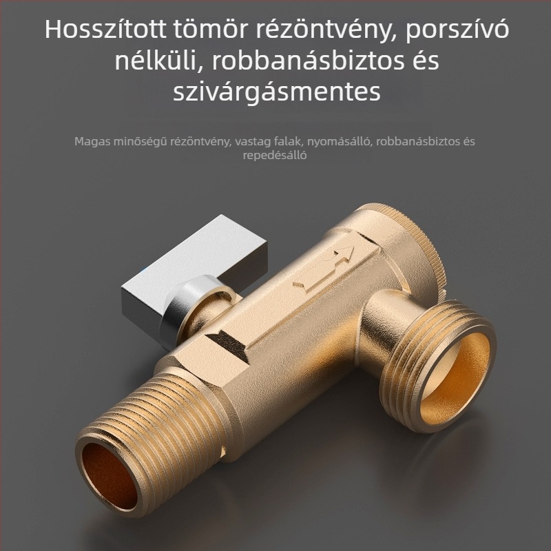 Teljesen rézből készült, nagy áramlású szögletes szelep intelligens vécéhez, szűrőhálóval, modell 2119A, CE tanúsított.