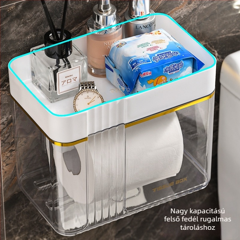 Morning Dream Jia falra szerelhető vécépapír tartó, műanyag, sima felület, négyszögletes forma