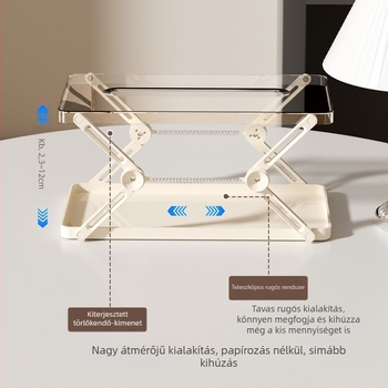 Emelhető papírzsebkendő tartó, PP anyag, modern minimalist stílus, többfunkciós