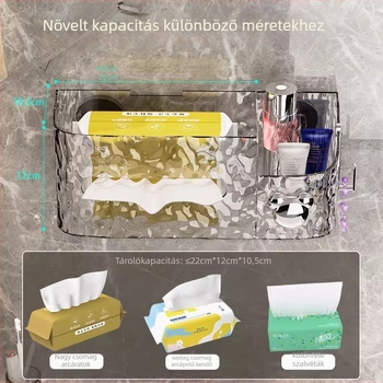 Zsebkendő tartó vákuumos falra szerelhető, gleccserszínű mintával, vízálló, kihúzható zsebkendők számára