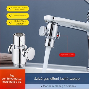 Konyhai és fürdőszobai csaptele szivárgásmentesítő javító eszköz, egygombos vízállás-szabályozó szeleppel, szivárgásmentes csatlakozó