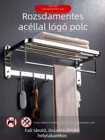 Rozsdamentes acélból készült törölközőtartó, összecsukható, falra szerelhető, 5 darabos készlet, modern minimalist Dizájn