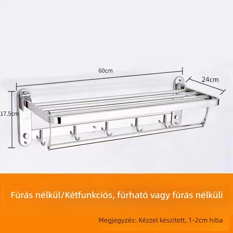 Rozsdamentes acélból készült törölközőtartó, összecsukható, falra szerelhető, 5 darabos készlet, modern minimalist Dizájn