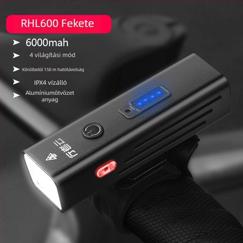 Kerékpár lámpa alumíniumötvözetből, USB-ről tölthető, vízálló, éjszakai tekeréshez, mountain bike-hoz