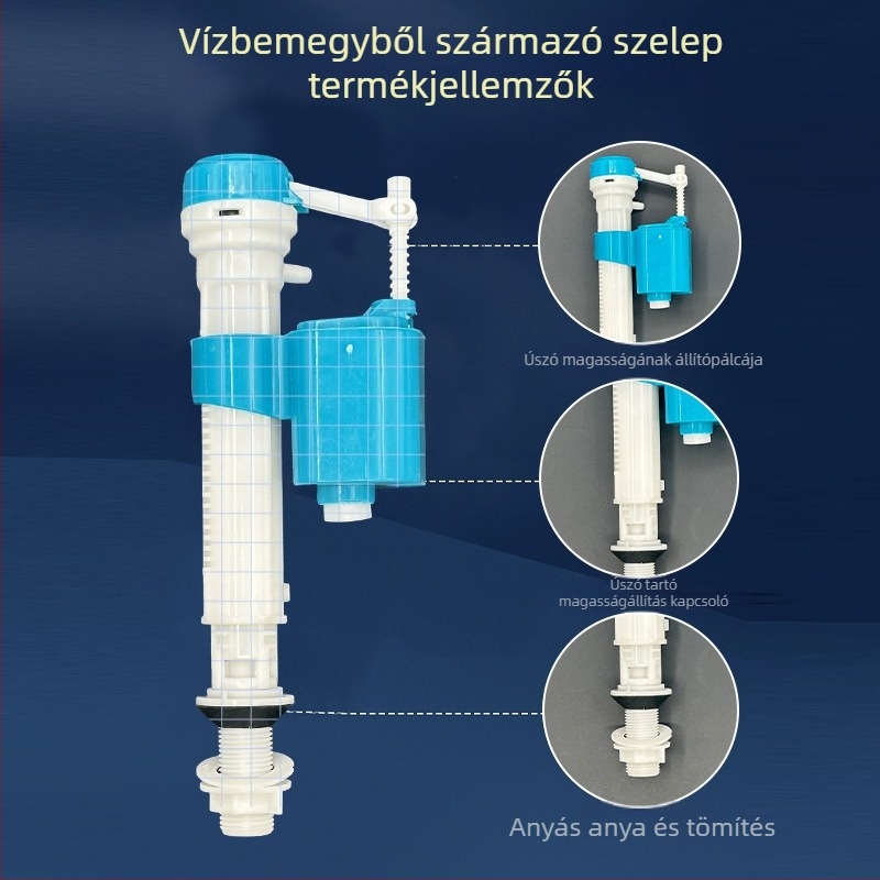 Xinshengjie WC tartály csatlakozókészlet — univerzális vízbevezető szelep, úszó szelep, öblítő szelep, lefolyó szelep, műanyag