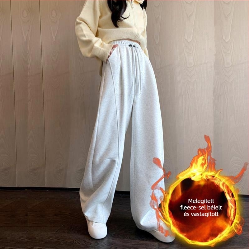 Női magas derekú sportos nadrág, laza szabás, széles szár, mikroelasztikusság, 2025 ősz