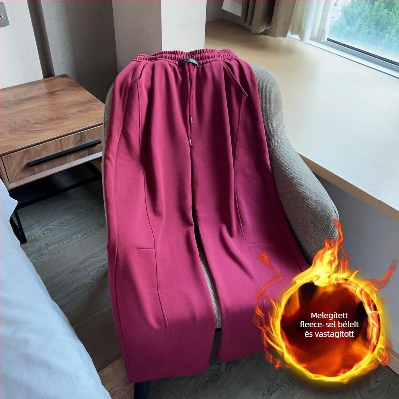 Női magas derekú sportos nadrág, laza szabás, széles szár, mikroelasztikusság, 2025 ősz