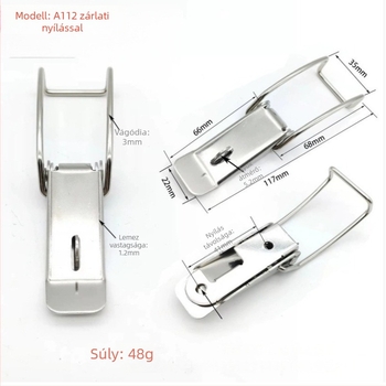 Duckbill csat övekhez, táskákhoz és poggyászokhoz — 1,6 mm vas, nikkelezett bevonat, 48 g, modern minimalista stílus, logónyomás elérhető