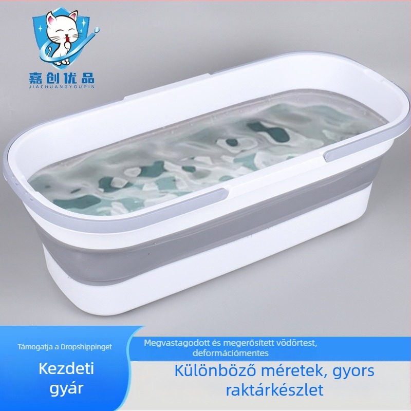 Mopvödör, összecsukható téglalap alakú, kompatibilis sík mophoz, műanyag pálca, korrózióállóság 3.0–3.9