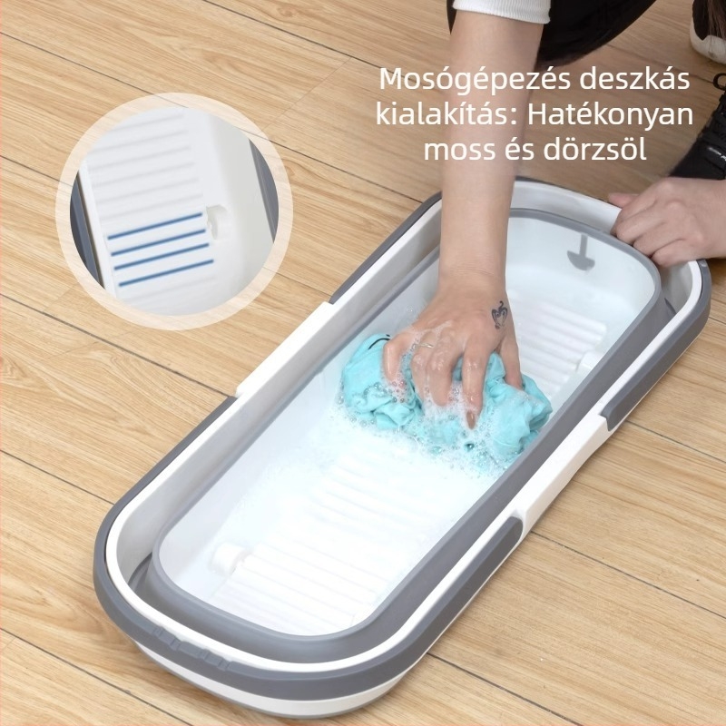 Összecsukható felmosó vödör – műanyag, kifacsarási hatékonyság 90–100%, korrózióállóság 4.0–4.9