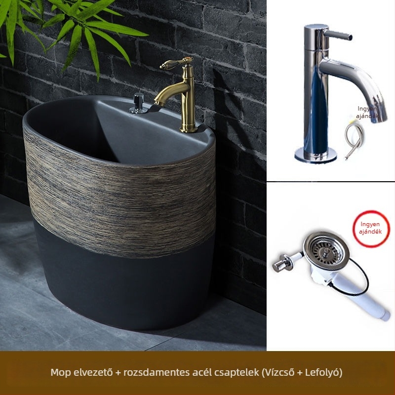 Kerámiás felmosómedence háztartási használatra vízellátással