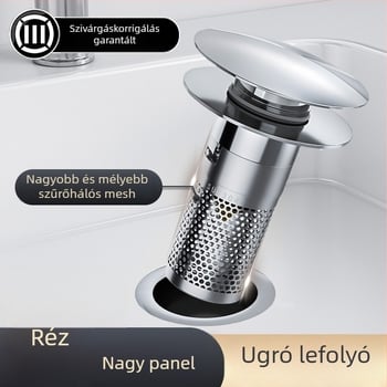 304 rozsdamentes acélból készült mosdólefolyó dugó, ugró típus, P-kanyar, Nine Glory