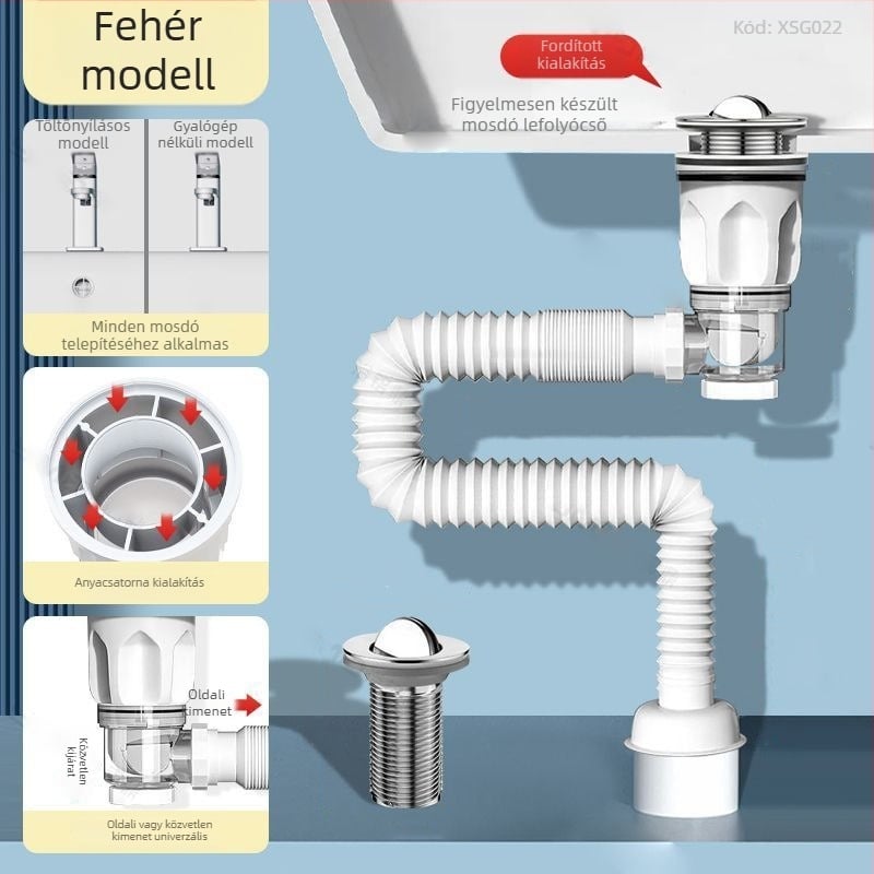 Mosdólefolyó-készlet szagtalanító funkcióval | Modell: Sewer pipe; Forma: kettős fejű vízelvezetés; Típus: felhúzható; Anyag: EVA; Termékkód: SCZ111