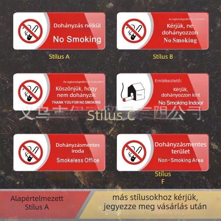 Dohányzás megtiltva akril jel - UV nyomtatású biztonsági tábla szállodák és közintézmények számára