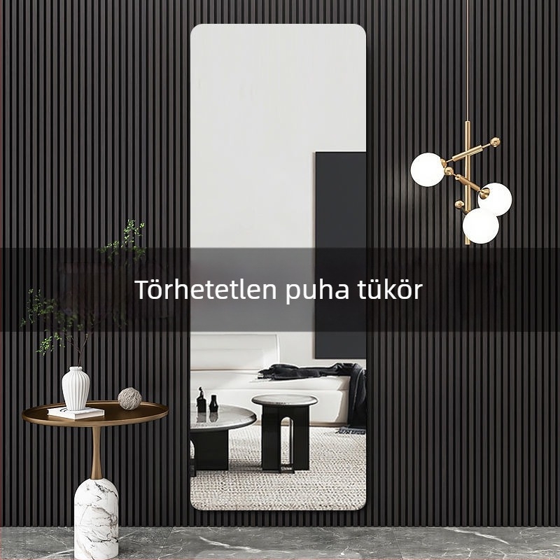 Akril falra szerelt, öntapadó teljes hosszúságú tükör gardróbhoz, sminkeléshez és öltözködéshez