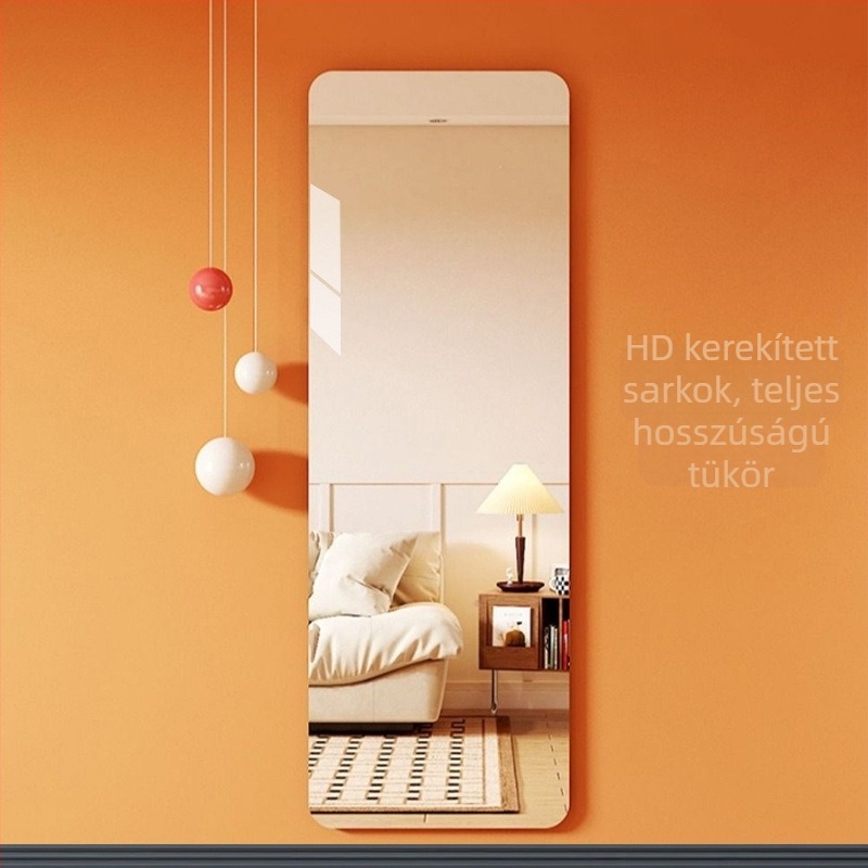 Akril falra szerelt, öntapadó teljes hosszúságú tükör gardróbhoz, sminkeléshez és öltözködéshez