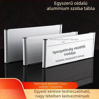 Egyszeroldalas alumíniumötvözetből készült osztálytábla csatornával; vízszintes és függőleges üres tábla; fém ajtótábla