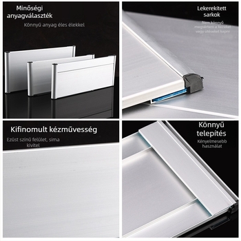 Egyszeroldalas alumíniumötvözetből készült osztálytábla csatornával; vízszintes és függőleges üres tábla; fém ajtótábla