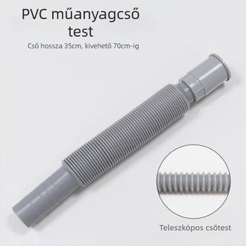 Univerzális teleszkópos műanyag lefolyócső mosdóhoz flip-ajtóval; modell XSQF-101, anyag PP+PVC, forma: műanyagcső, testreszabott feldolgozás