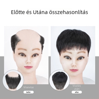 Férfi géppel készült topparóka, emberi hajból, göndöthető vagy festhető, fedést nyújt a kopaszodó területeken