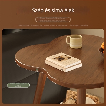 Kétszintes oldalsó asztal tárolóval, fa kerettel, modern minimalista stílus