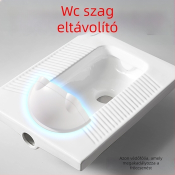 Műanyag előrészelt válaszfal guggoló WC-hez – pisilés elleni védelem, nincs szükség szétszerelésre, minimális akna távolság: 1, csőátmérő: 1, nincs víztartály