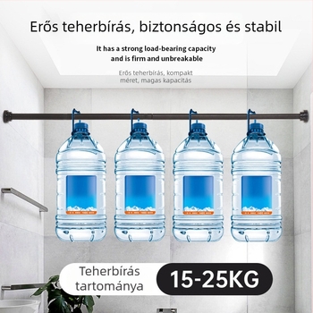 Teleszkópos rozsdamentes acél fürdőszobai rúd – fúrás nélkül, állítható hosszúságú, zuhanyfüggönyhöz, ajtó- és ruhásszekrényhez; modern minimalista stílus