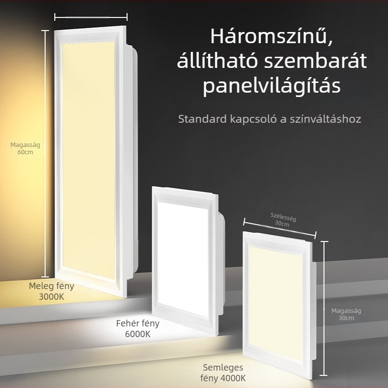 LED lapos panel lámpa, modell P02, 220V, CRI 80, alumíniumötvözet