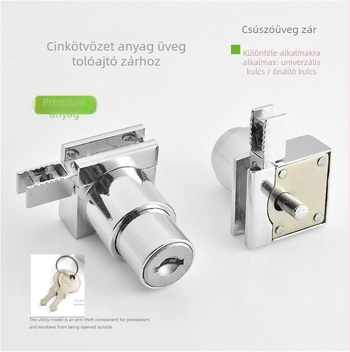 Little Doctor üvegzár vitrinekhez — Modell 308, Anyag: cinkötvözet; Alkalmas üvegcsúszó ajtókhoz, vitrinekhez, üvegszekrényekhez, ablakokhoz; Stílus: modern egyszerűség