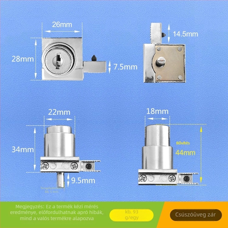Little Doctor üvegzár vitrinekhez — Modell 308, Anyag: cinkötvözet; Alkalmas üvegcsúszó ajtókhoz, vitrinekhez, üvegszekrényekhez, ablakokhoz; Stílus: modern egyszerűség