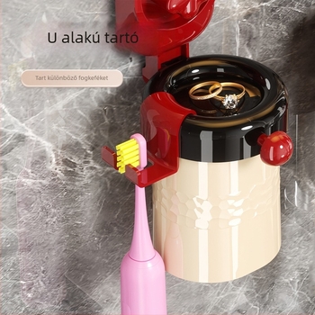 Qiwang Fogkefetartó szívócsészével, Szájöblítő Pohár Készlet, Falra Szerelhető, Műanyag