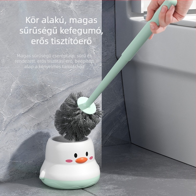 Karikatúra dizájnú WC-kefe készlet alappal, hosszú nyél, műanyag