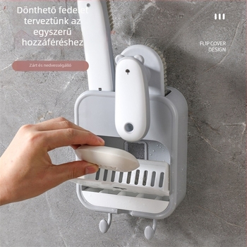 Kangmi műanyag szappontartó készlet kefével, falra szerelhető vákuumos szappontartó fedéllel, 72 darab