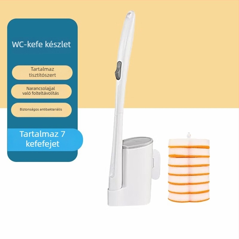 Miaojie Egyszer használatos WC-kefe készlet beépített tisztítószerrel, falra szerelhető, szivaccal