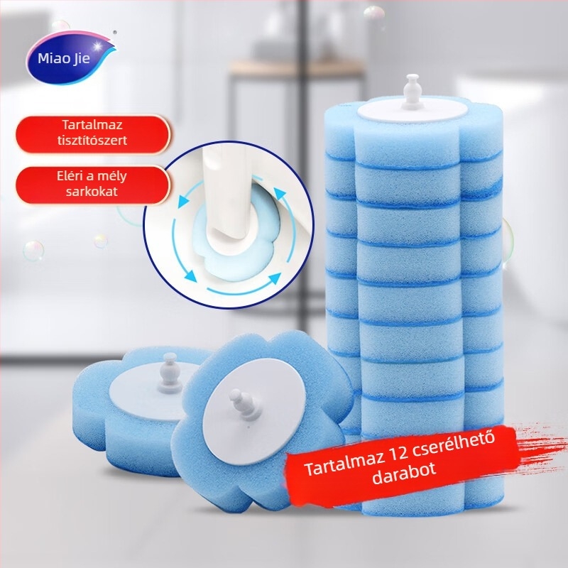 Miaojie Egyszer használatos WC-kefe készlet beépített tisztítószerrel, falra szerelhető, szivaccal