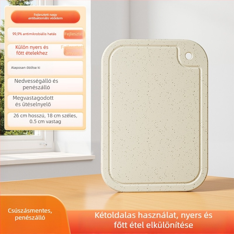 Búzaszalmából készült vágódeszka készlet, kétoldalas, csúszásmentes, antibakteriális, penészálló