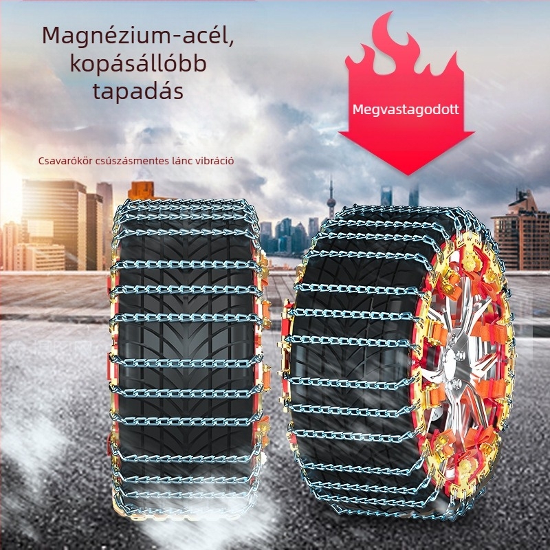 T-alakú csúszásgátló lánc autókhoz, acélból, univerzális az alumínium felnikhez, gumiméret 165-275, tömeg 3-13 kg