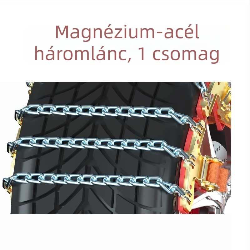 T-alakú csúszásgátló lánc autókhoz, acélból, univerzális az alumínium felnikhez, gumiméret 165-275, tömeg 3-13 kg