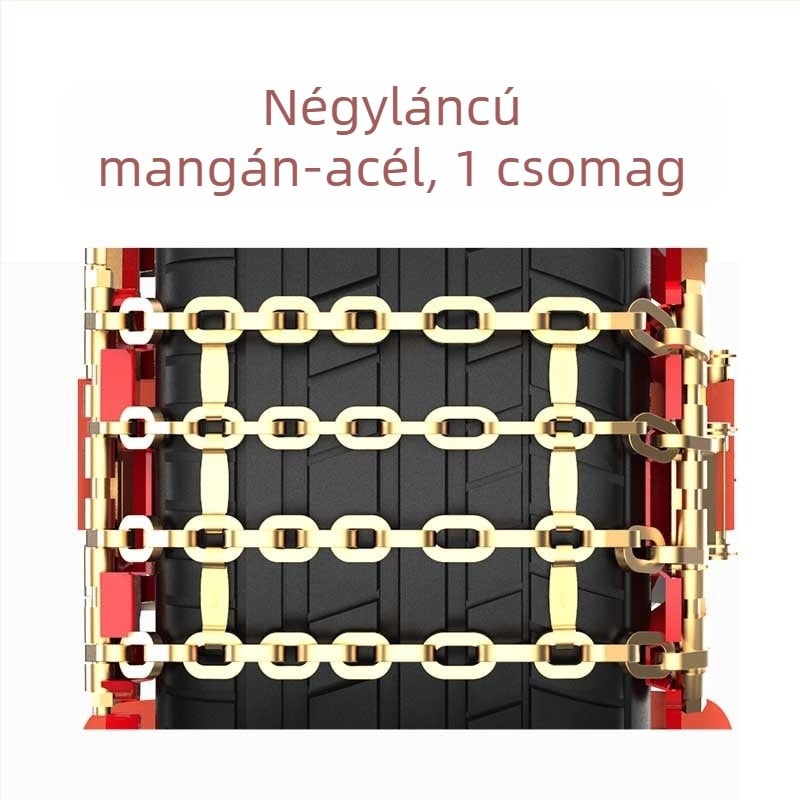 T-alakú csúszásgátló lánc autókhoz, acélból, univerzális az alumínium felnikhez, gumiméret 165-275, tömeg 3-13 kg