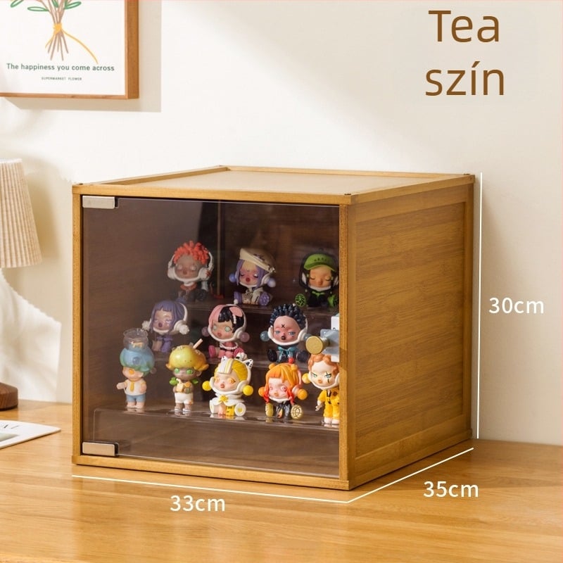 Figurák tároló doboza, akril, porálló, osztott rekeszekkel, 60 L kapacitás