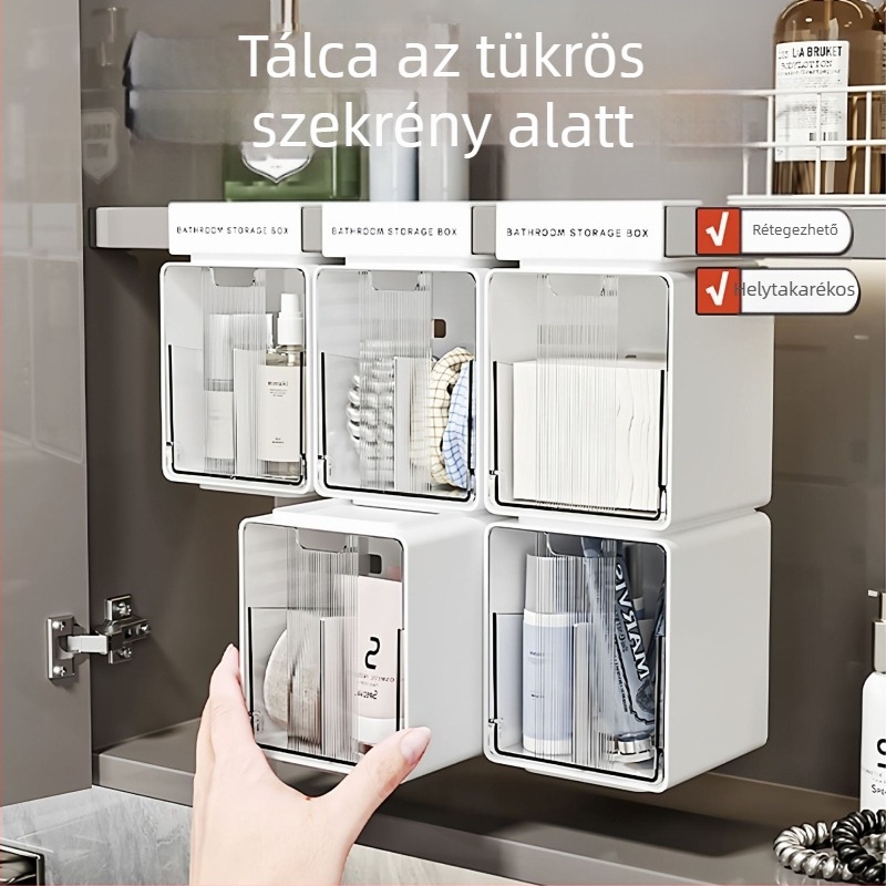Tükrös szekrény falra szerelhető, átlátszó, HIPS + PS anyagból, 18 literes kapacitás