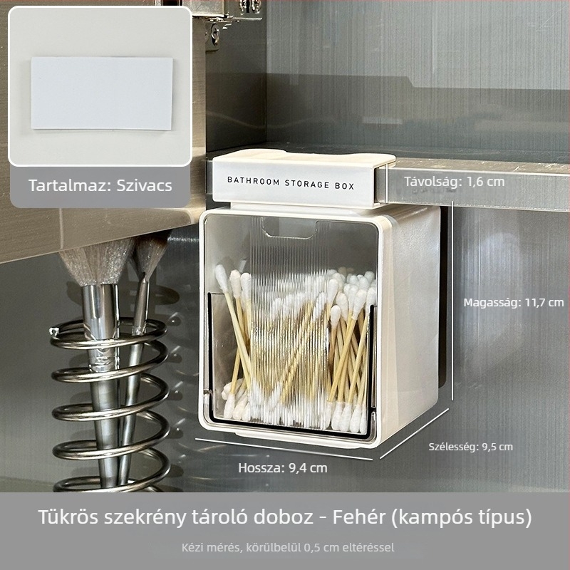 Tükrös szekrény falra szerelhető, átlátszó, HIPS + PS anyagból, 18 literes kapacitás
