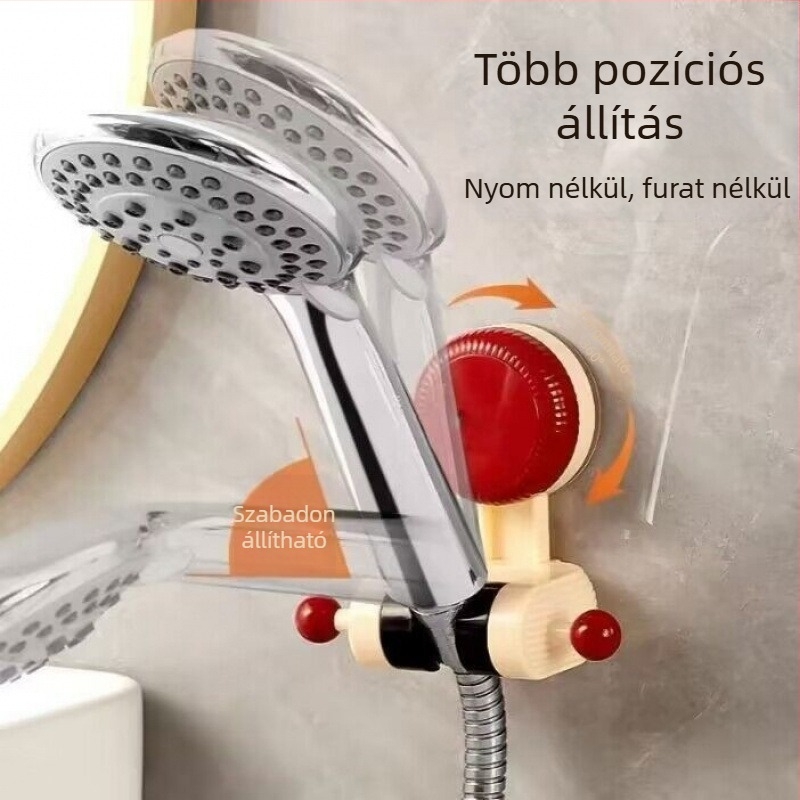 Állítható zuhanyfej-tartó szívócsészével – fúrás nélkül, műanyagból készült, otthoni használatra