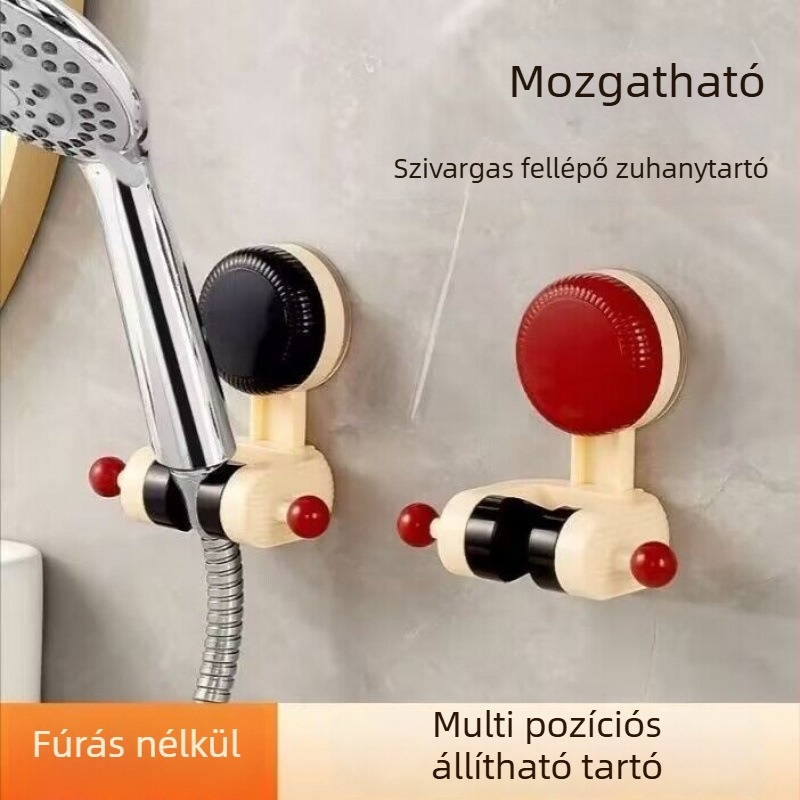 Állítható zuhanyfej-tartó szívócsészével – fúrás nélkül, műanyagból készült, otthoni használatra
