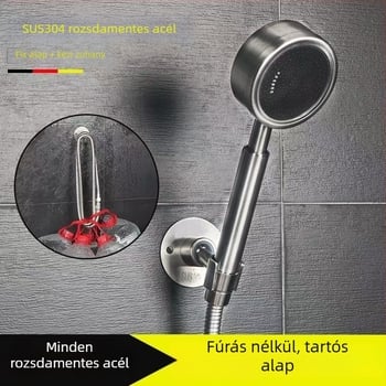 304 rozsdamentes acél zuhanyfej falra szerelhető tartó – csiszolt felület, beépített falba történő rögzítés, fúrás nélkül