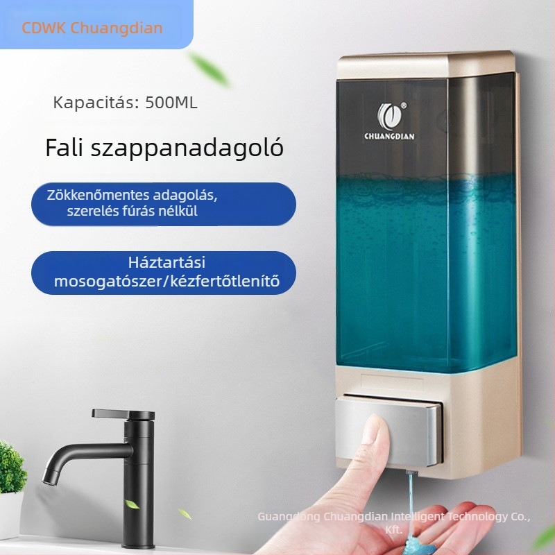 Fali szappanadagoló, kézi nyomásos, ABS anyagból, CE tanúsítvány, Creation Point márka, kész magáncímkére