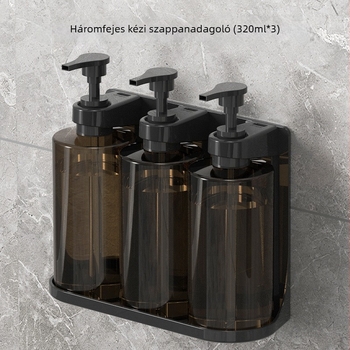 Fali szappanadagoló fürdőszobába, műanyagból, egyrészes öntéses kialakítás, kézi nyomással működik, modern stílus